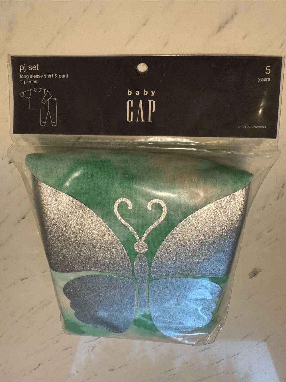 GAP Shimmery Butterfly Tie-Dye Long Sleeve & Pant Pajama Set